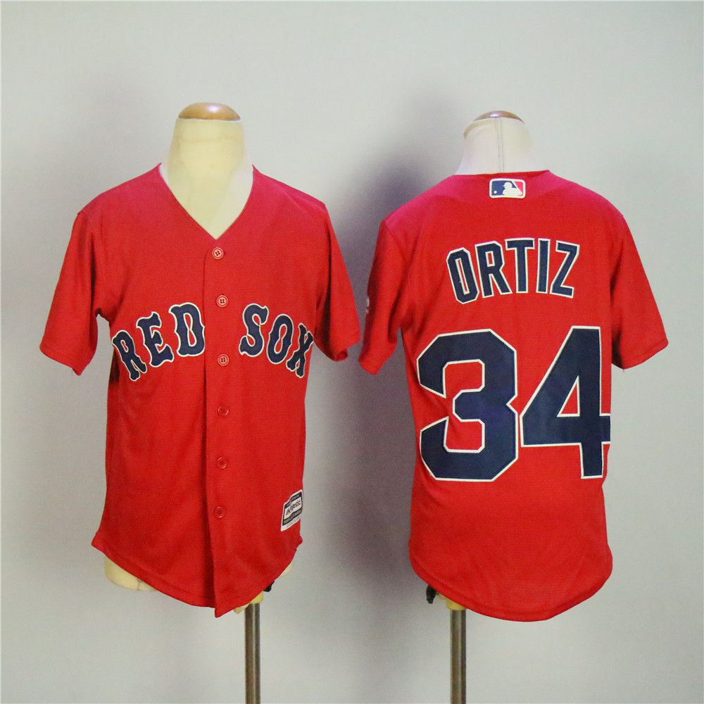 Youth Boston Red Sox #34 Ortiz Red MLB Jerseys1